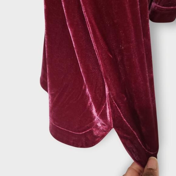 Coldwater Creek Velvet Pintuck Popover Tunic Top Burgundy Sz XL Collared - Picture 3 of 12